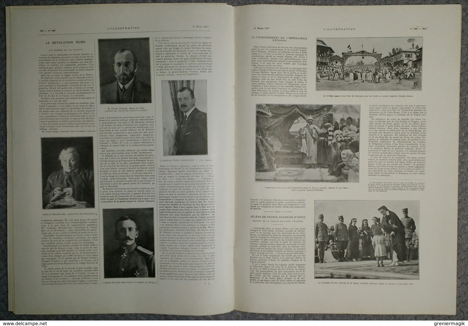 L'Illustration 3865 31 mars 1917 Péronne Noyon Chauny Ham Bapaume/Etats-Unis/Ecossais/La révolution russe/Poincaré