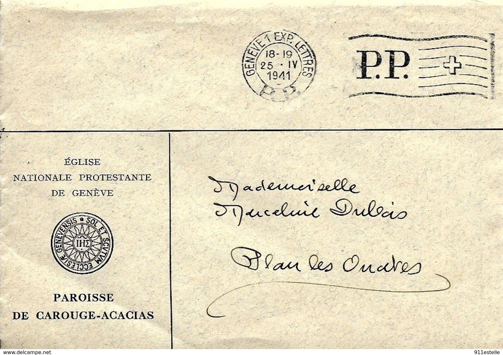 Suisse   , GENEVE  EXP LETTRES  1941 - Storia Postale