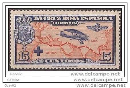 ES339SASF-LA245TESO.España, Spain,  Espagne. Cruz Roja.AEREA1926 (Ed 341**) Sin Charnela.EXCELENTE - Otros & Sin Clasificación