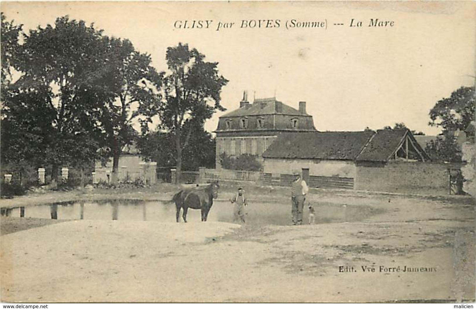 - Dpts Div.-ref-AG807- Somme - Glisy Par Boves - La Mare - Cheval A L Abreuvoir - Chateau - Chateaux - Carte Bon Etat - - Other & Unclassified