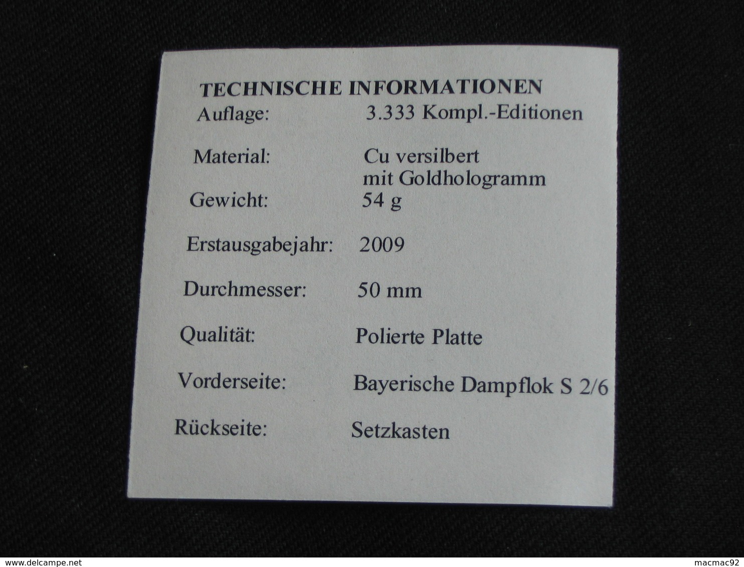 Superbe  Médaille - Bayerische Dampflok S2/6 1906 - DEUTSCHE EISENBAHN - 175 Jahre    **** EN ACHAT IMMEDIAT **** - Professionals/Firms