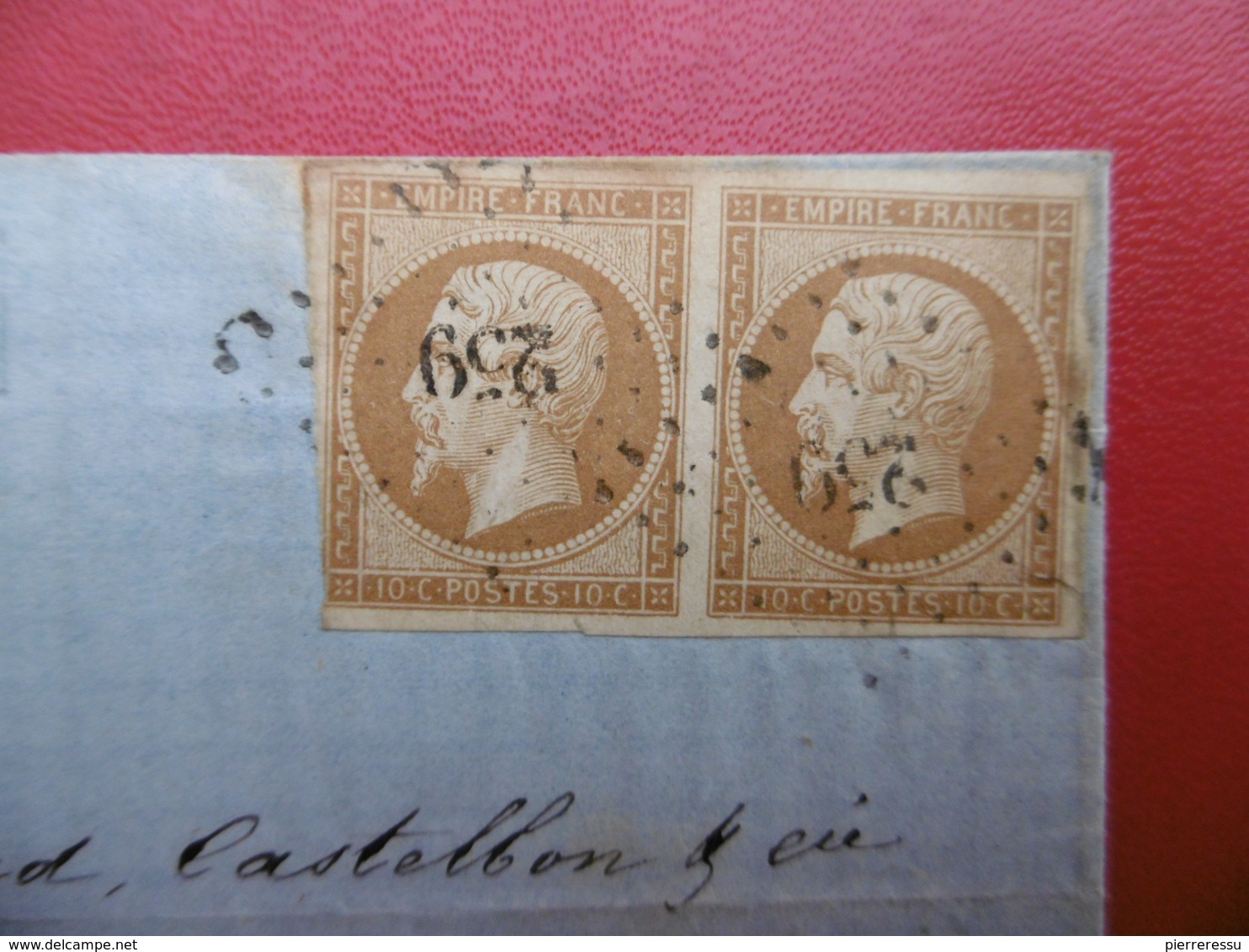 PC 259 PAIRE TIMBRE NAPOLEON 10 C CACHET BARJAC LETTRE VIA VOIRON  1860 - 1849-1876: Période Classique