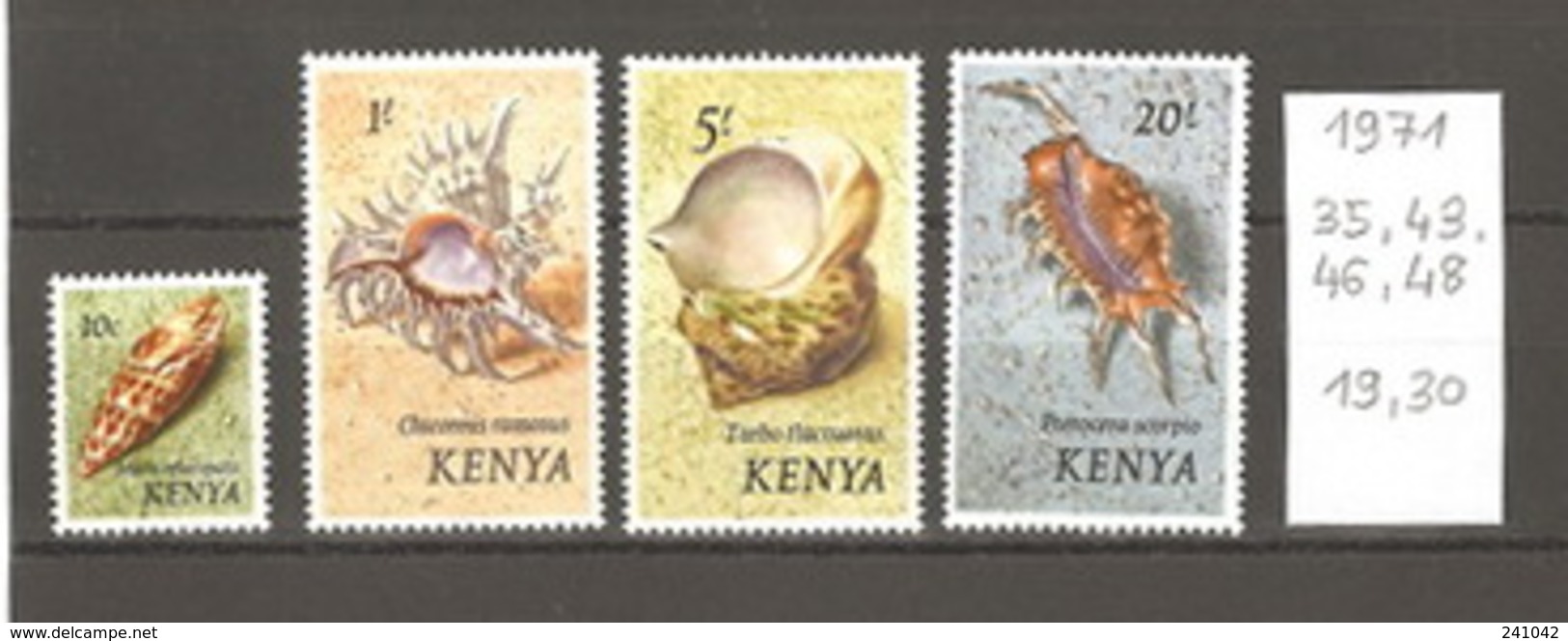 Kenya, Année 1971, Coquillages (série Incomplète) - Kenya (1963-...)