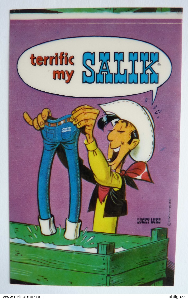 AUTOCOLLANT Publicitaire JEANS SALIK LUCKY LUKE LAVE SON JEANS - 70's - Autocollants