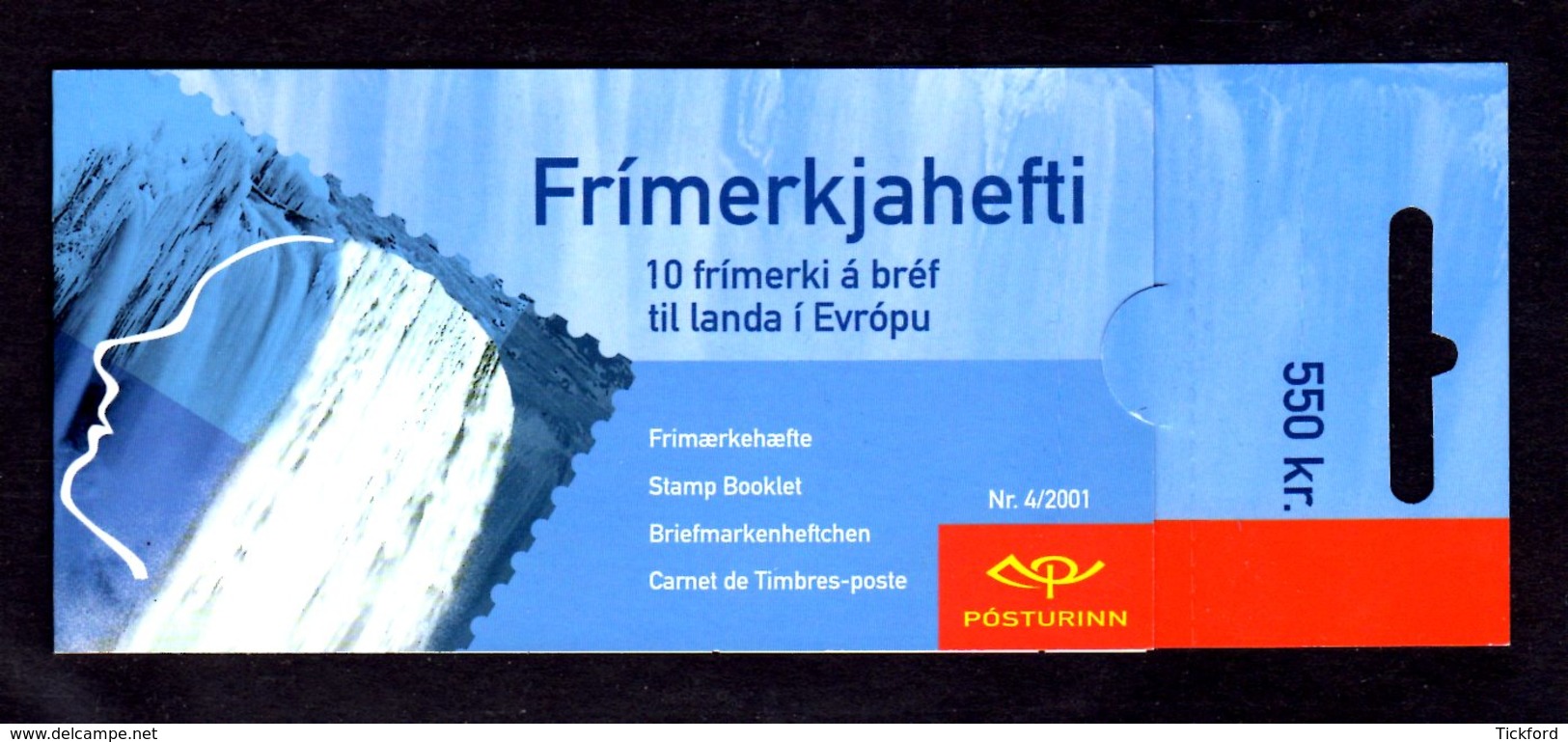 ISLANDE 2001 - CARNET Yvert C914 - Facit H56 - NEUF** MNH - Europa, L'eau, Richesse Naturelle - Booklets