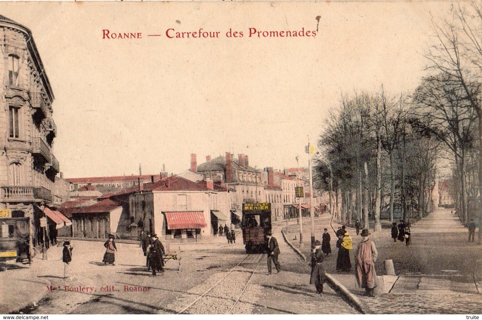 ROANNE CARREFOUR DES PROMENADES TRAMWAY (CARTE COLORISEE) - Roanne