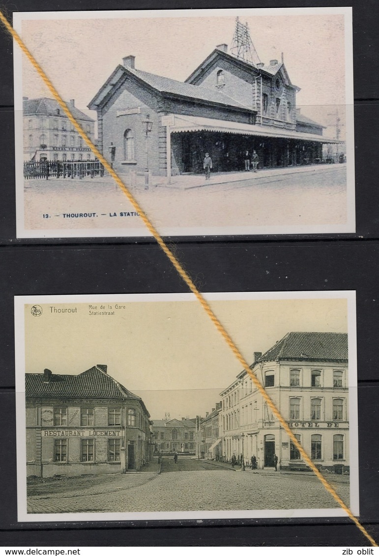 2 REPRODUCTIONS  TORHOUT  WEST VLAANDEREN  TRAM TREIN STATION HOTEL RESTAURANT - Torhout