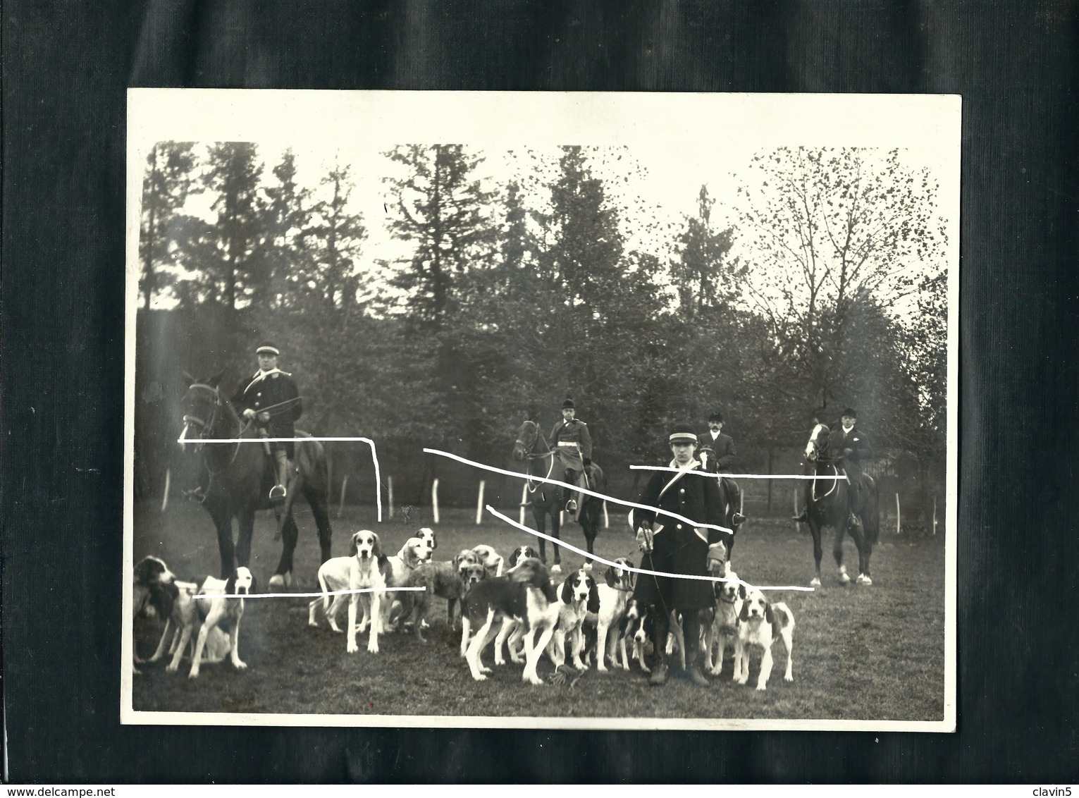 CHASSE A COURRE PHOTO ORIGINALE GRAND FORMAT  EQUIPAGE MEUTE CAVALIERS COR DE CHASSE - Sports