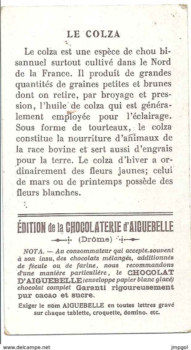 Chromos Chocolat Aiguebelle Série Les Bons Grains Le Colza - Aiguebelle
