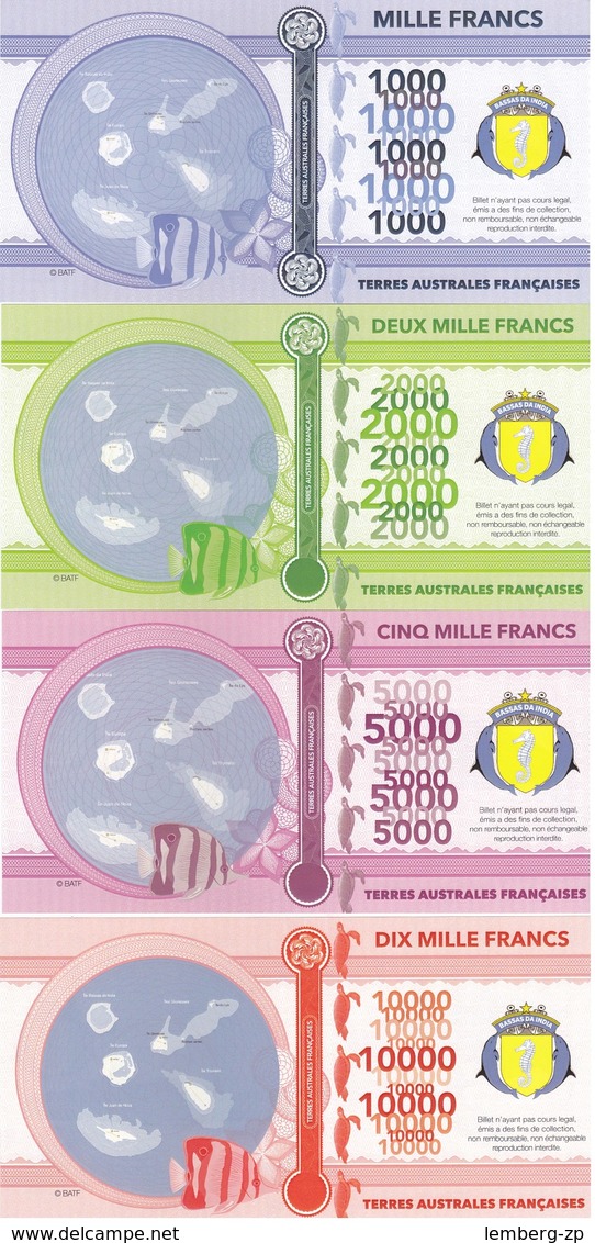 Bassas Da India Terres Australes Fr 1000 2000 5000 10000 Francs 2018 UNC Polymer Lemberg-Zp - Autres & Non Classés