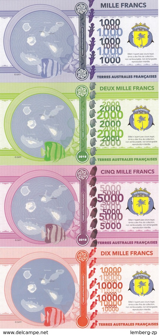 Iles Glorieuses Terres Australes Fr 1000 2000 5000 10000 Francs 2018 UNC Polymer Lemberg-Zp - Other & Unclassified