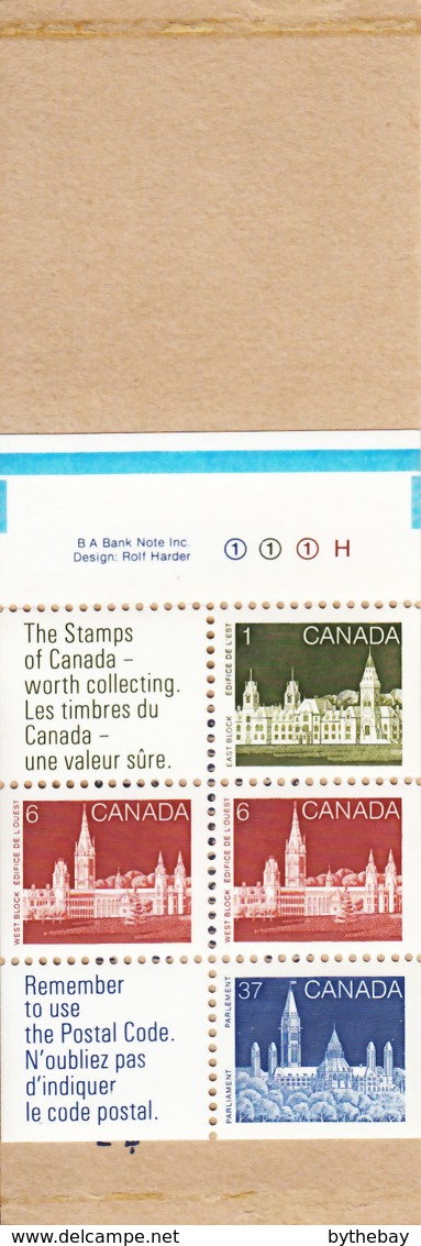 Canada 1988 Booklet BK96a Sc #1187a Pane Of 4, Labels Parliament - Full Booklets
