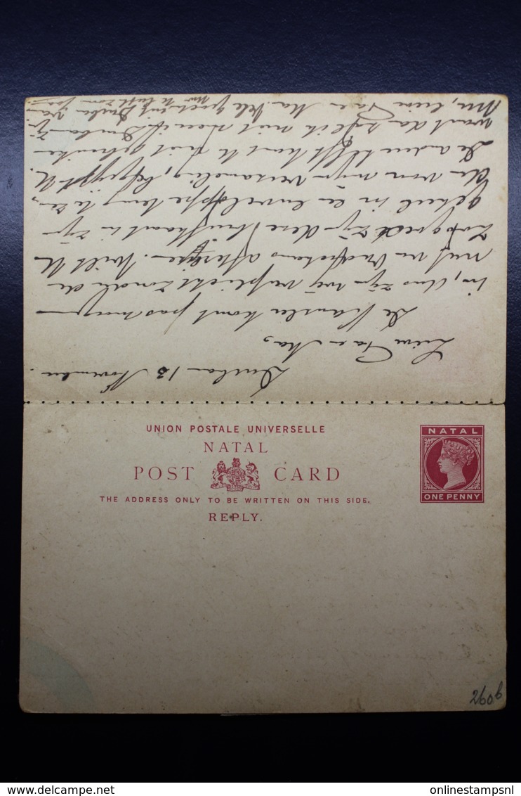 Natal Paid Answer Postcard Durban-> London-> Haarlem Holland, 12-11-1897  NGK Nr 8 - Natal (1857-1909)