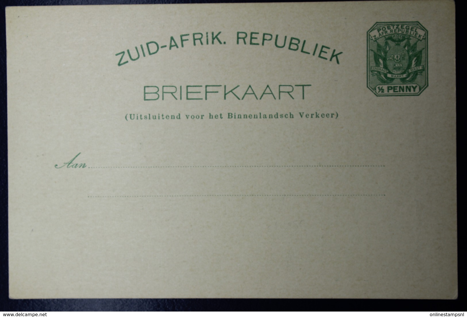 Transvaal ZAR Postcard ZUID AFRIKAANSE SPOORWEG MAATSCHAPPIJ Model 72 RRR - Transvaal (1870-1909)