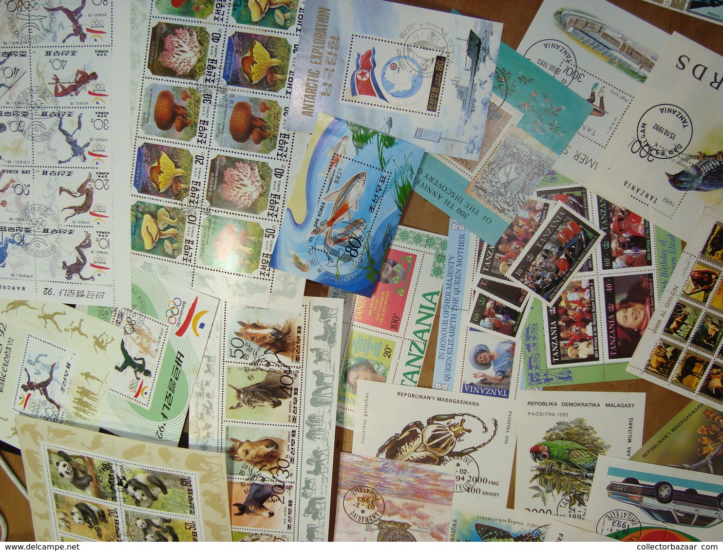 Korea Jordan Tanzania Malagasy A Lot Of S/s Sports Fauna Bird Panda Penguin Camel Train Queen Elizabeth Fish (Zn_124) - Ohne Zuordnung