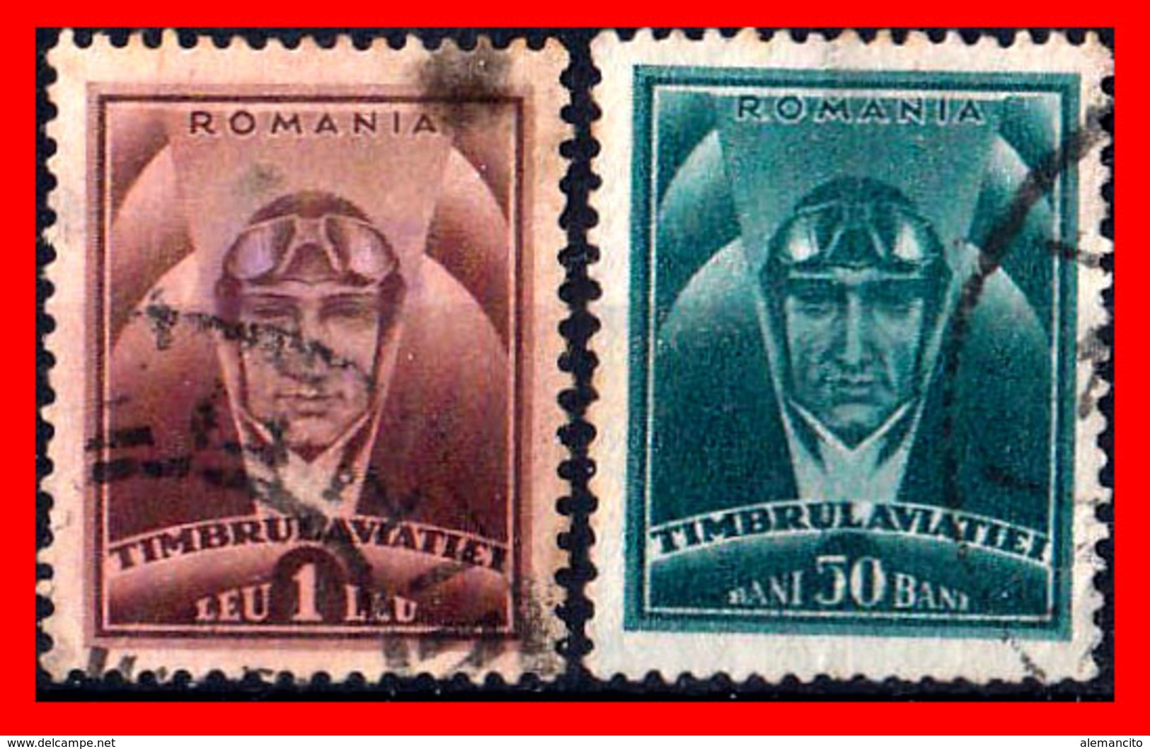 RUMANIA  -- ROMANIA -- R.P. ROMINA ( EUROPA ) SELLOS  1931 HEAD OF AVIATOR AND   ( Usados ) - Usado