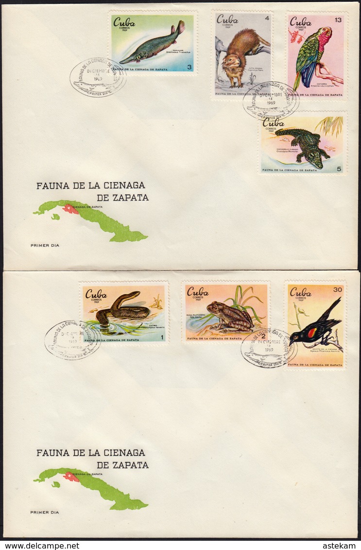 CUBA 1969, FAUNA, WILDLIFE Of The PENINSULA ZAPATA - FDC