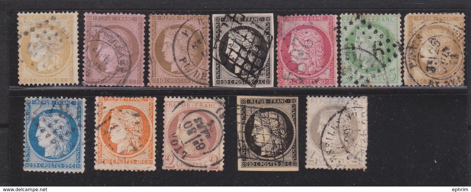 France Timbre Type Cérès Lot De 12 Timbres Oblitérés - 1849-1850 Cérès