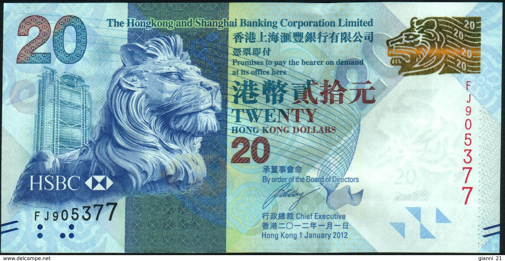 HONG KONG - 20 Dollars 01.01.2012 {H.S.B.C.} UNC P.212 B - Hongkong