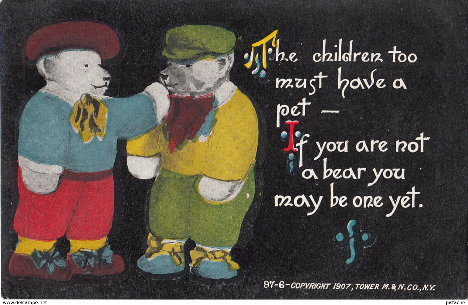 Two Cute Teddy Bears - Children Pet - Vintage Postcard - Unused - Canadian Souvenir - 2 Scans - Humour