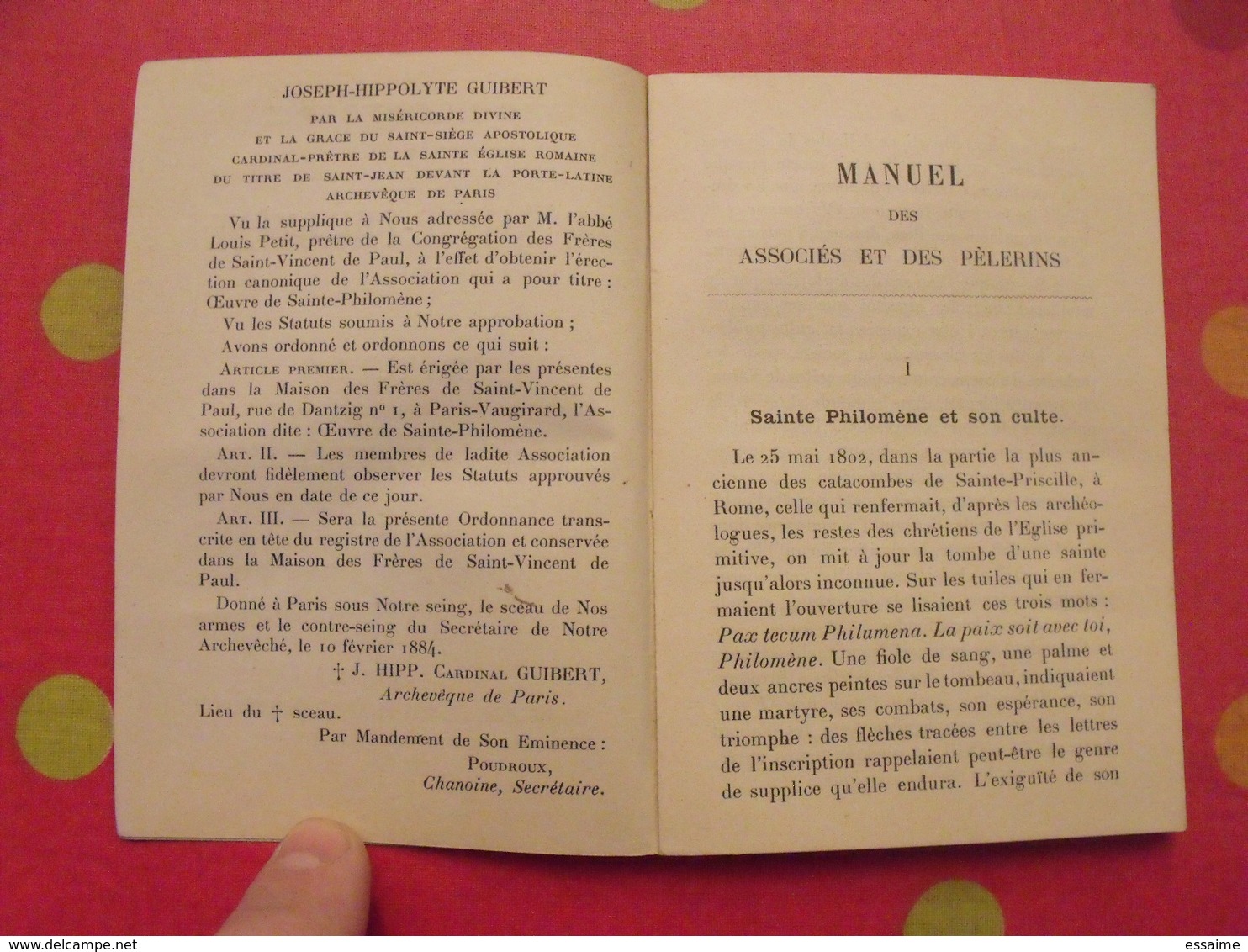 Archiconfrérie De Sainte Philomène. Manuel Des Associés Et Des Pélerins. 1884 - 1801-1900