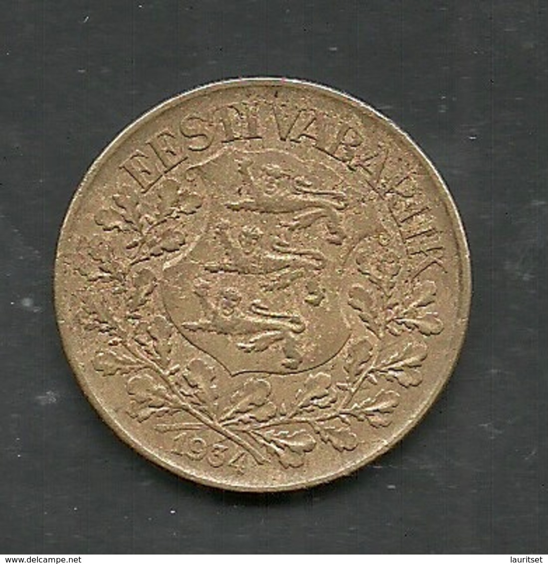 ESTLAND Estonia 1934 - 1 Kroon Coin Wiking Ship - Estland