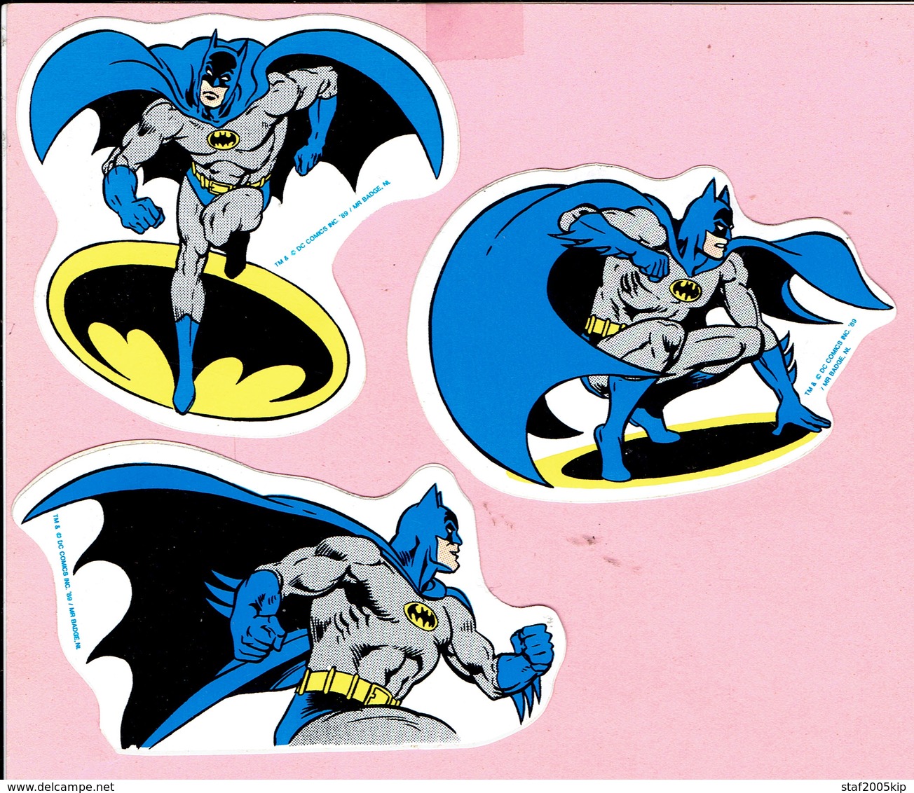 Sticker - TM & DC COMICS INC. 1989 - Badman - 3 Stuks - Autocollants