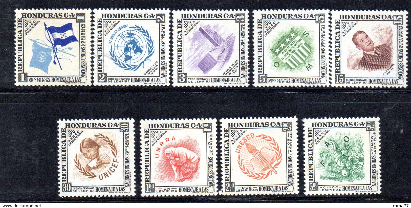 Y2207 - HONDURAS 1953 , Posta Aerea Serie N. 198/206  ***  MNH - Honduras