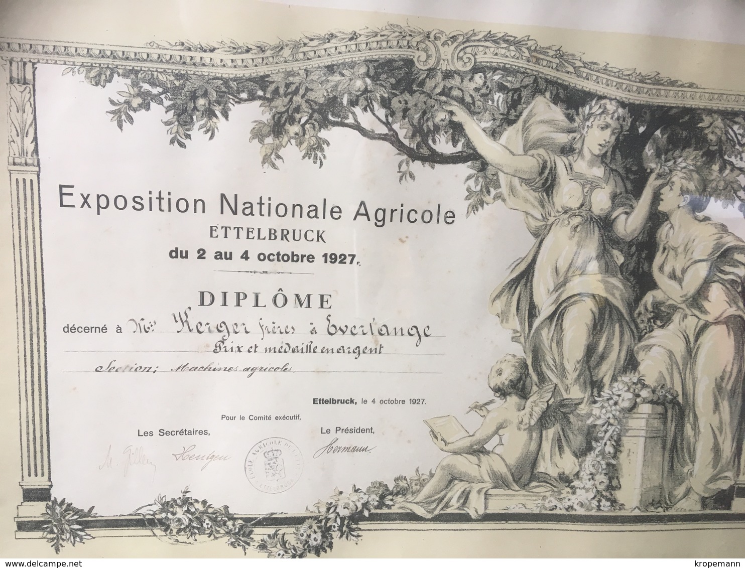 Ettelbruck Exposition Nationale Agricole Diplome - Autres & Non Classés