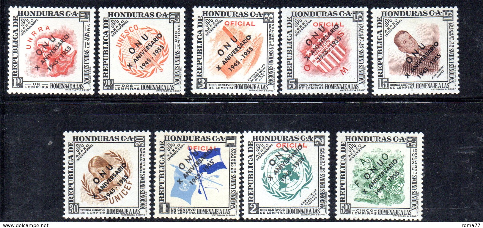 Y2209 - HONDURAS 1956 , Posta Aerea Serie N. 217/225  ***  MNH X° ONU - Honduras