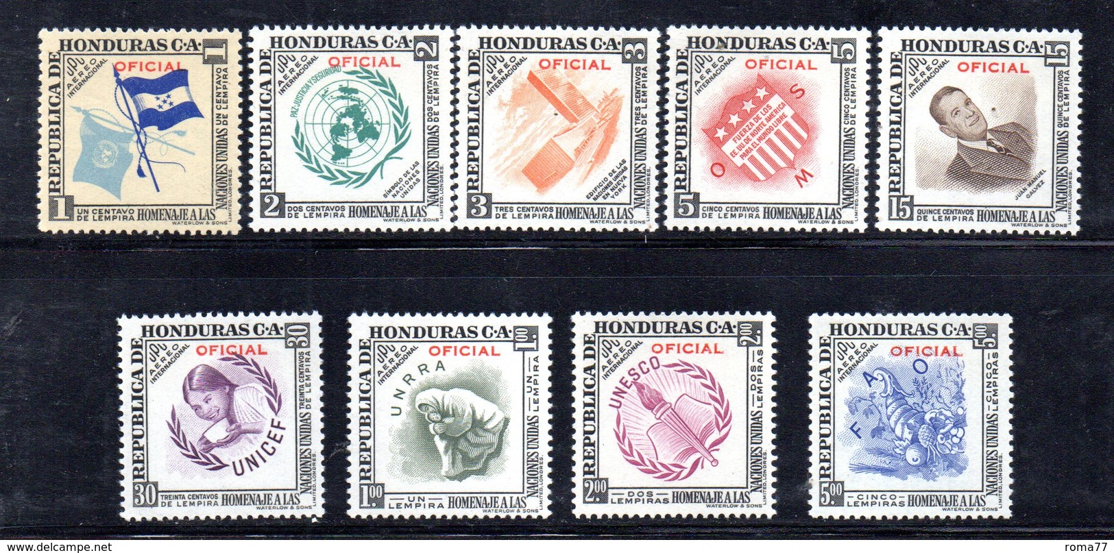 Y2211 - HONDURAS 1951 , Servizio Serie N. 31/39  ***  MNH Soprastampato OFICIAL - Honduras