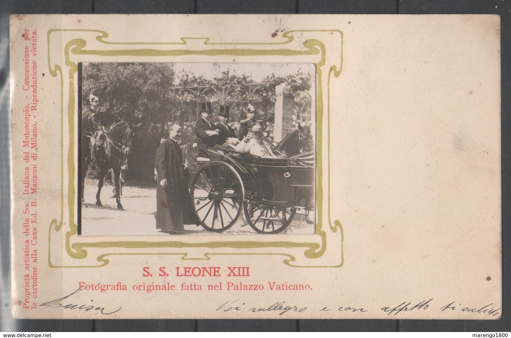 Papa Leone XIII - Cartolina Con Fotografia            (g5523) - Personaggi Storici