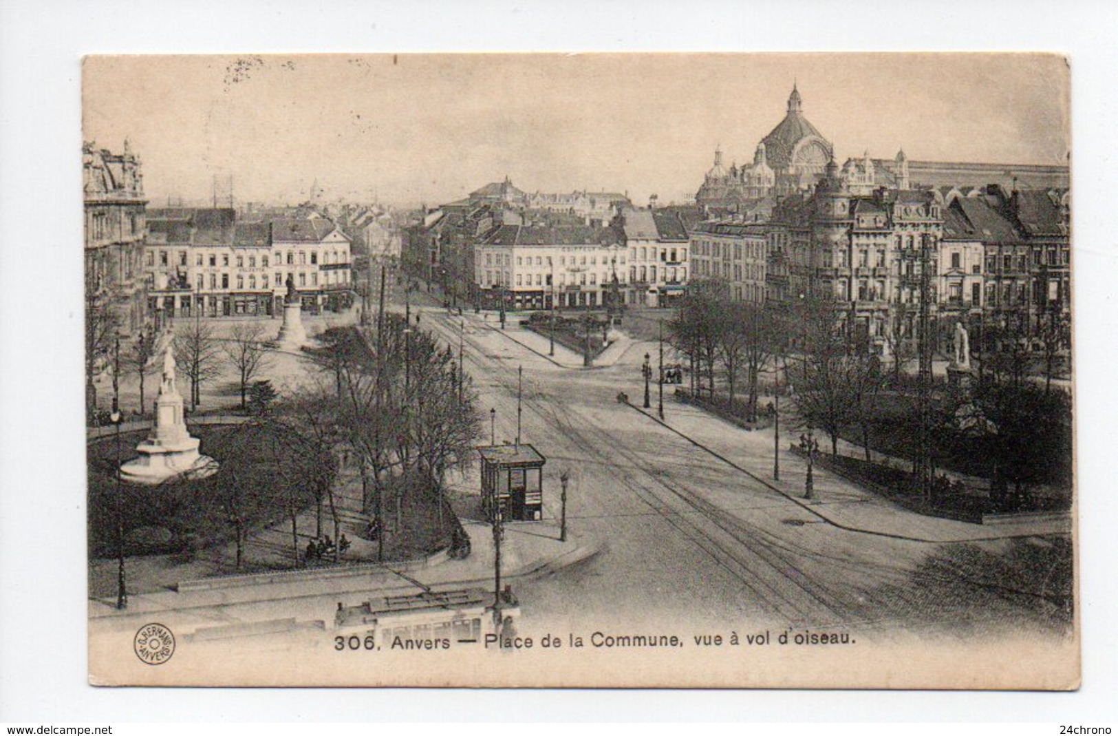 Belgique: Anvers, Antwerpen, Place De La Commune, Vue à Vol D'Oiseau, 1909 (19-415) - Antwerpen