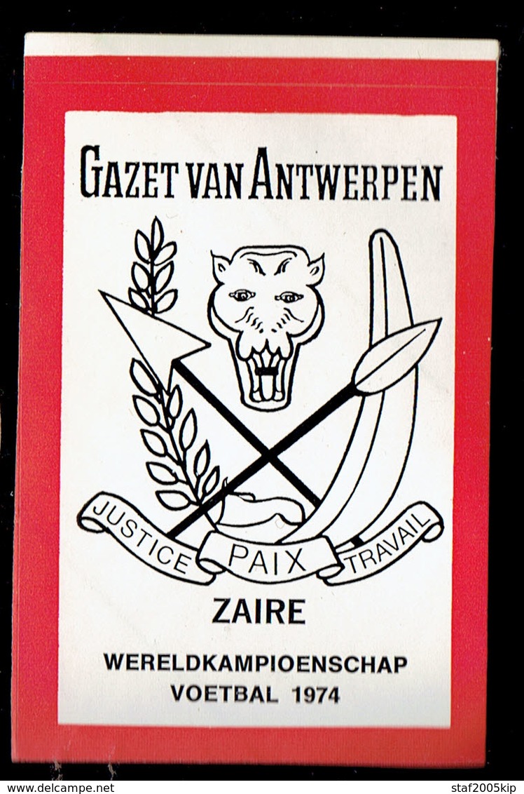 Sticker - Wereldkampioenschap Voetbal 1974 - G.V.A. - ZAIRE - Autocollants