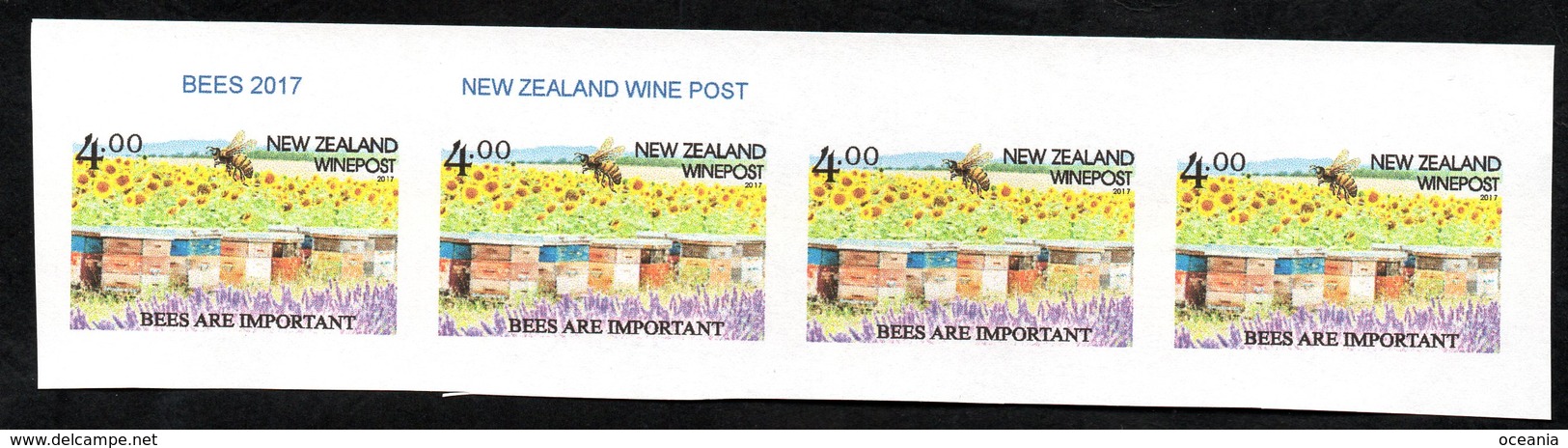 New  Zealand Wine Post 'Bees Are Important' Imperf Print Trial - Other & Unclassified