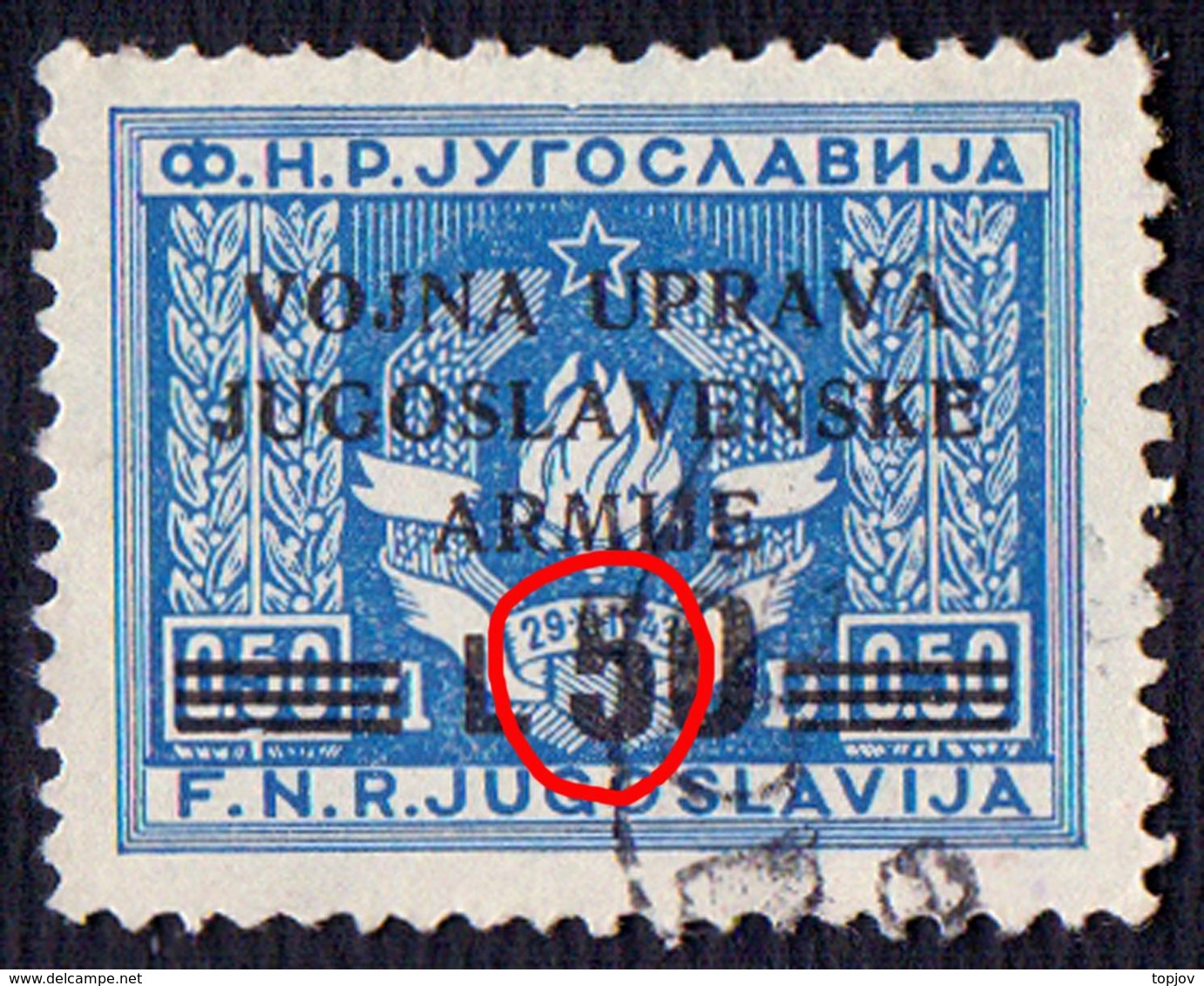 YUGOSLAVIA - ITALIA - TRIESTE - ZONE B - PARTIAL  Ovpt.  " 5 "  - 1947 - Strafport