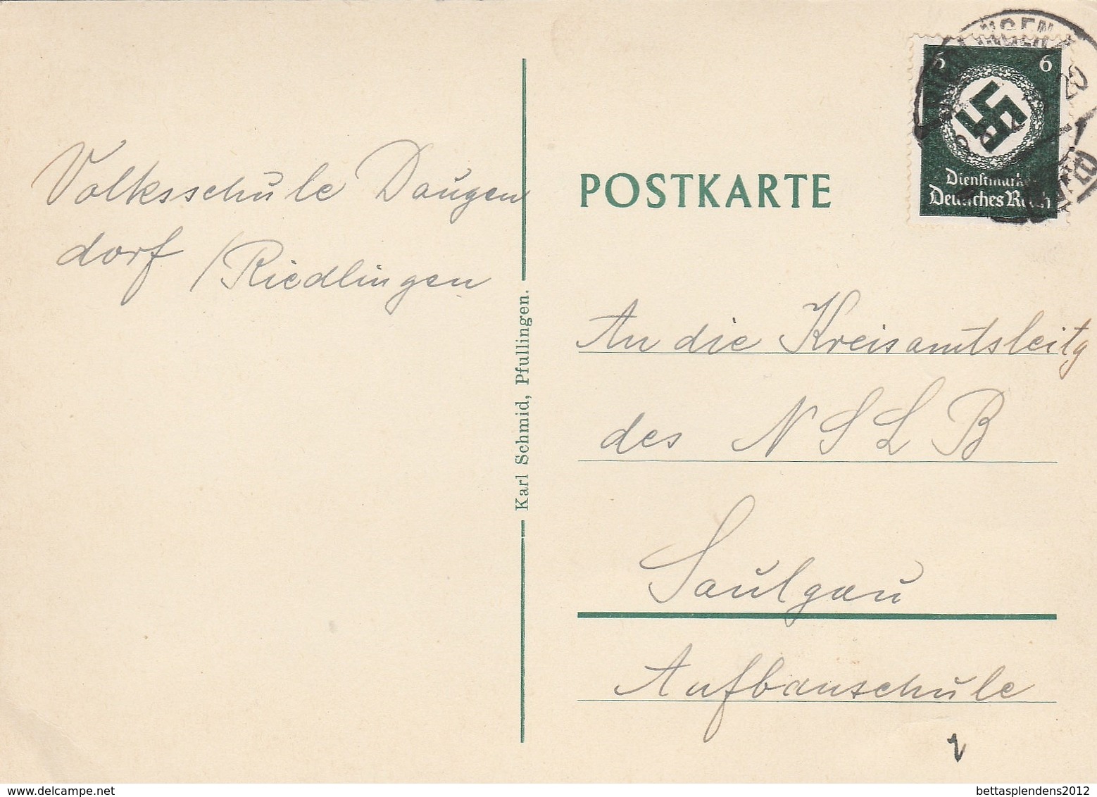 POSTKARTE 10.8.42 / Timbre YT 96 - 6p Vert Foncé - Briefe U. Dokumente