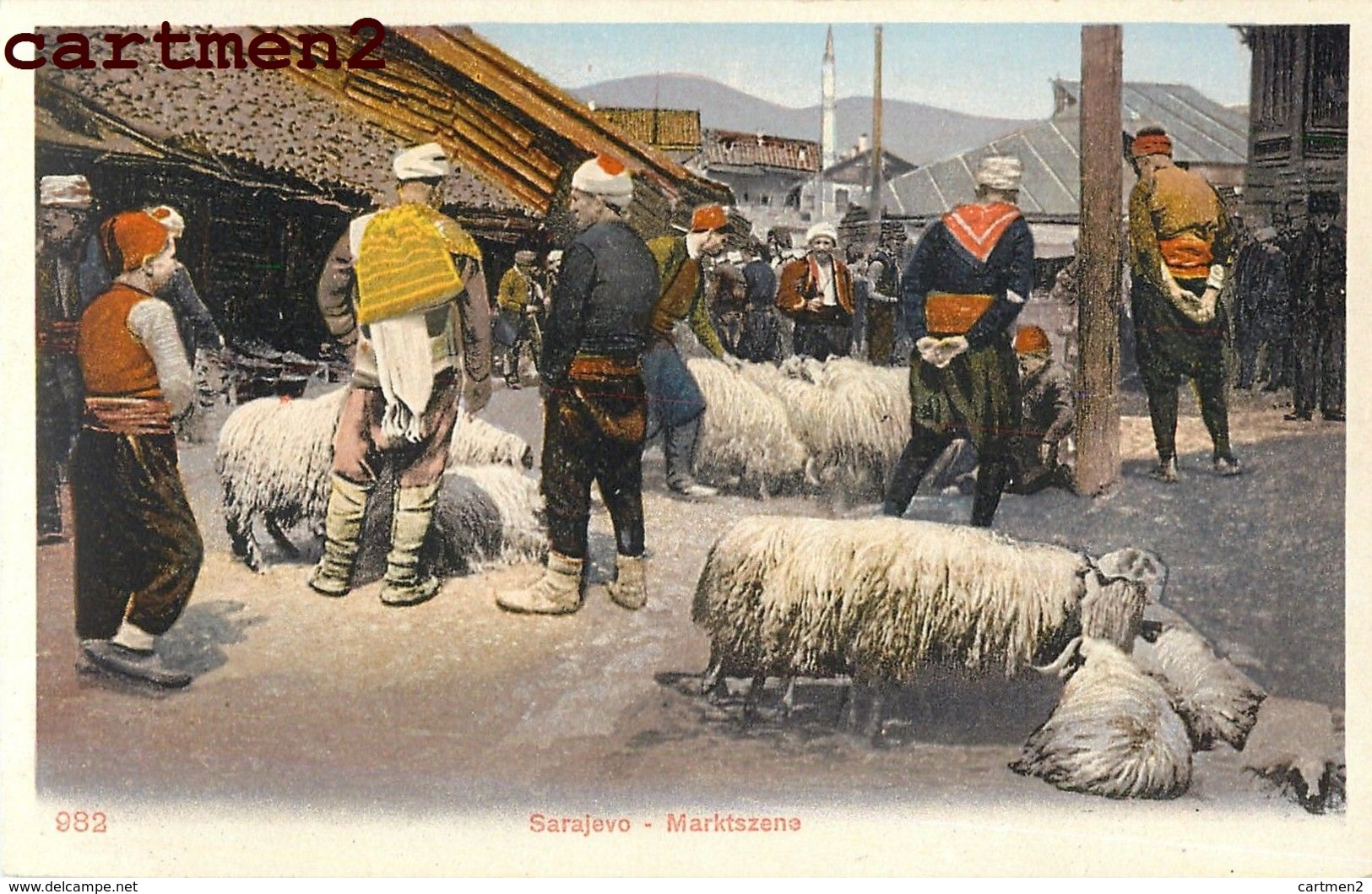 BOSNIE-HERZEGOVINE SARAJEVO MARKTSZENE MARCHE MOUTONS Bosnia And Herzegovina Photochrome 1900 - Bosnie-Herzegovine