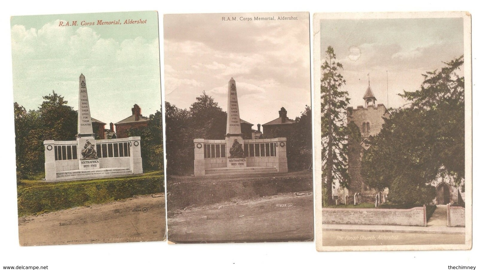 THREE OLD POSTCARDS OF ALDERSHOT HAMPSHIRE INCLUDING THE WAR MEMORIAL - Andere & Zonder Classificatie