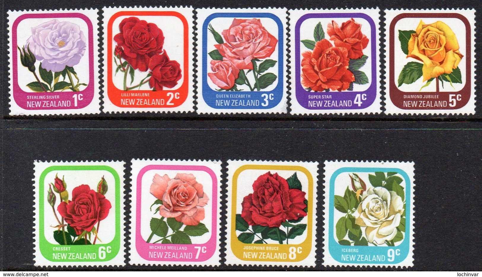 NEW ZEALAND, 1975/79 GARDEN ROSES 9 MNH - Unused Stamps