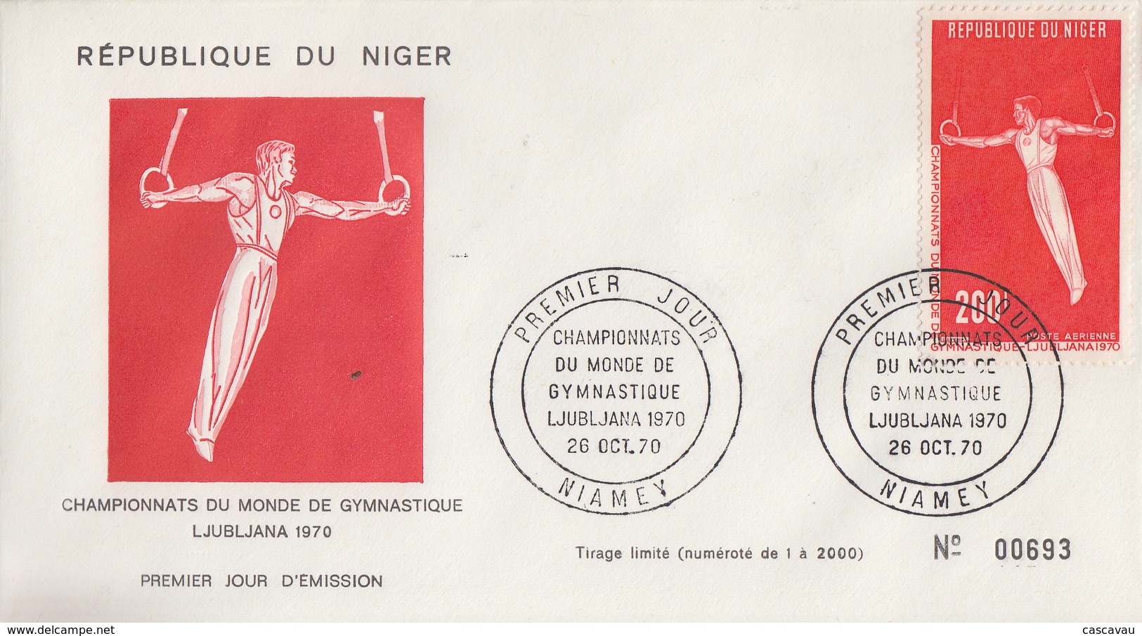 Enveloppe  FDC  1er  Jour   NIGER   Championnat  Du  Monde  De  GYMNASTIQUE   1970 - Gymnastique