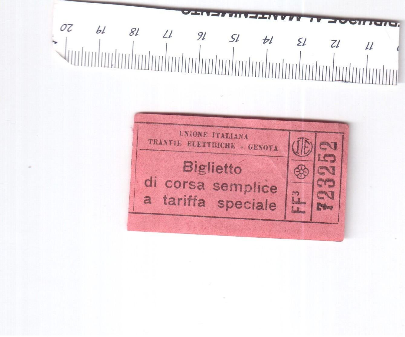 TICKET TRAM BIGLIETTO TRAM GENOVA ITALIA 1930-1940 RIF. B.P. - Europe