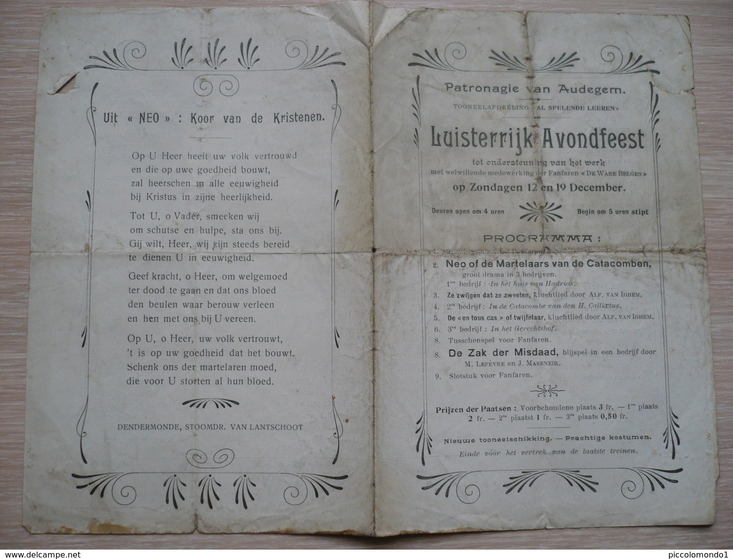 Oudegem Patronagie Luisterrijk Avondfeest 1910 - Programmes