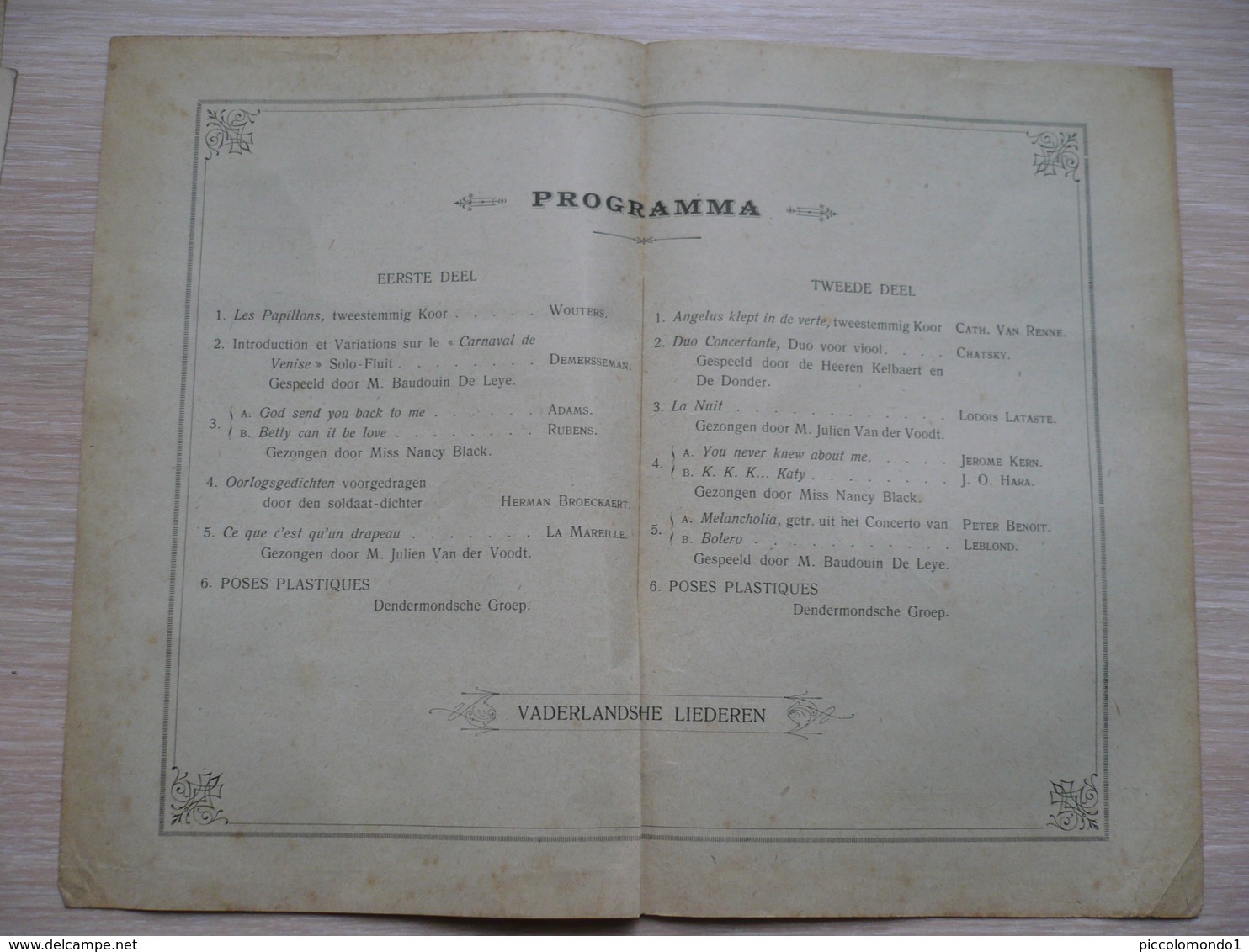 Dendermonde Krijgsverminkten Eerste Wereldoorlog 1919 Zomerfeest - Programs