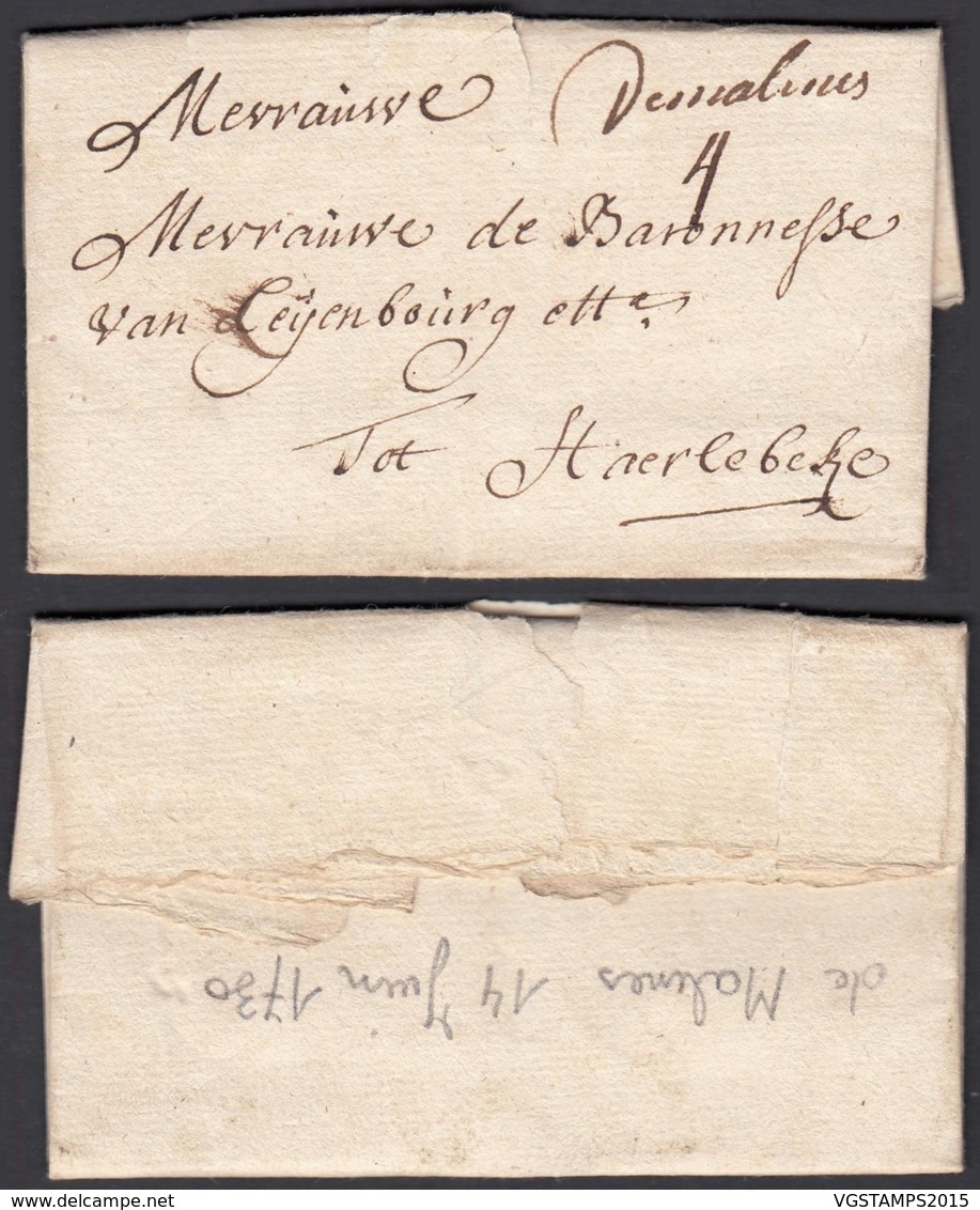 BELGIQUE LETTRE  MANUSCRIT "DE MALINES"1730 VERS HAERLEBEKE (DD) DC-2285 - 1714-1794 (Paises Bajos Austriacos)