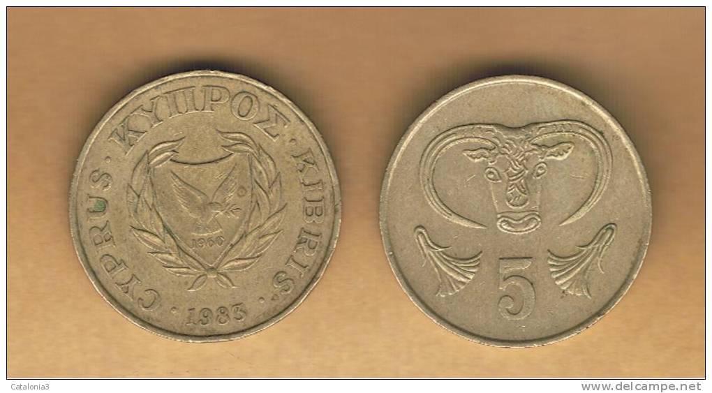 CHIPRE -   5 Cents 1983  KM55 - Chipre