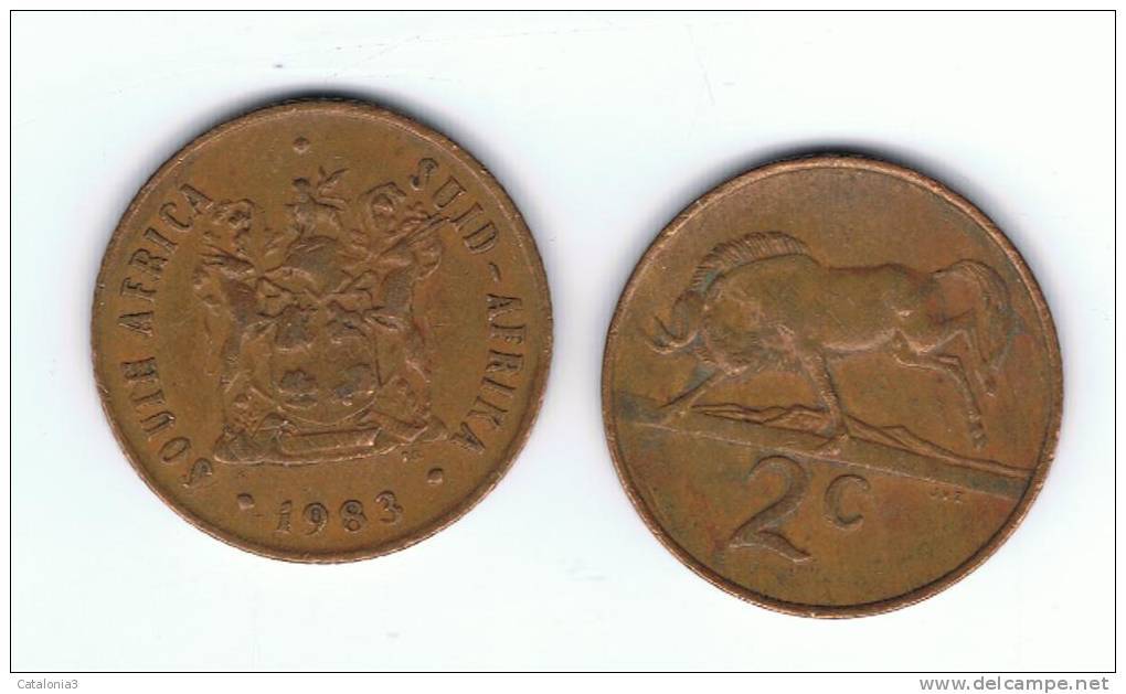 SUD AFRICA -  2 Cents  1983  KM83 - Ñu / Wildebeest - Animal Coin - Afrique Du Sud