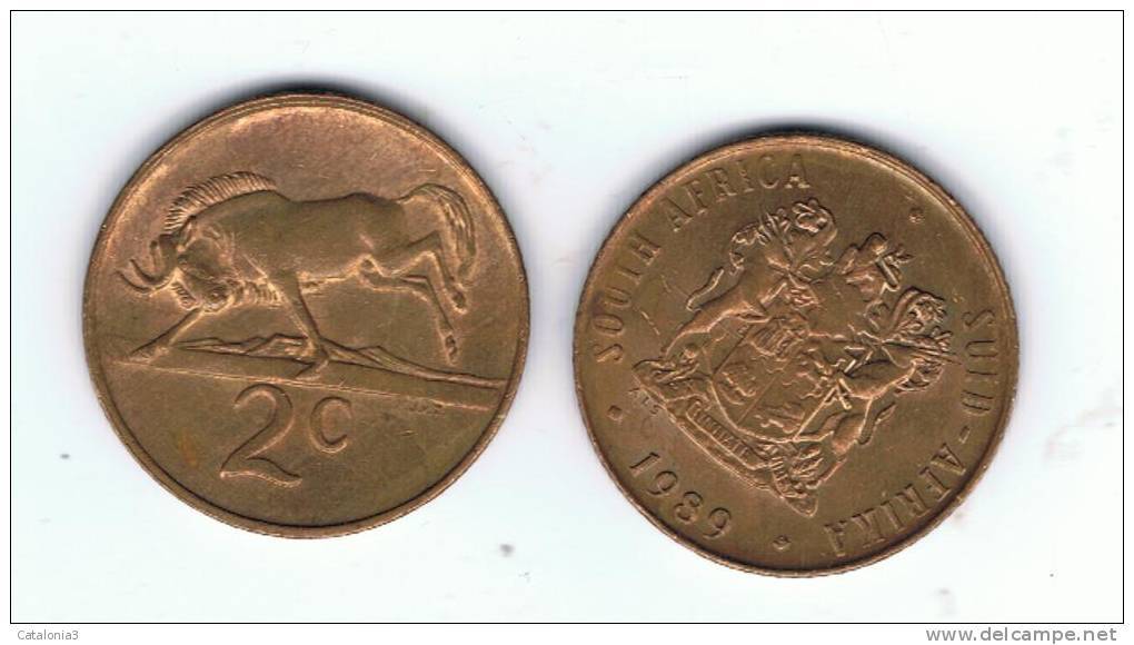 SUD AFRICA -  2 Cents  1989  KM83 - Ñu / Wildebeest - Animal Coin - Sudáfrica