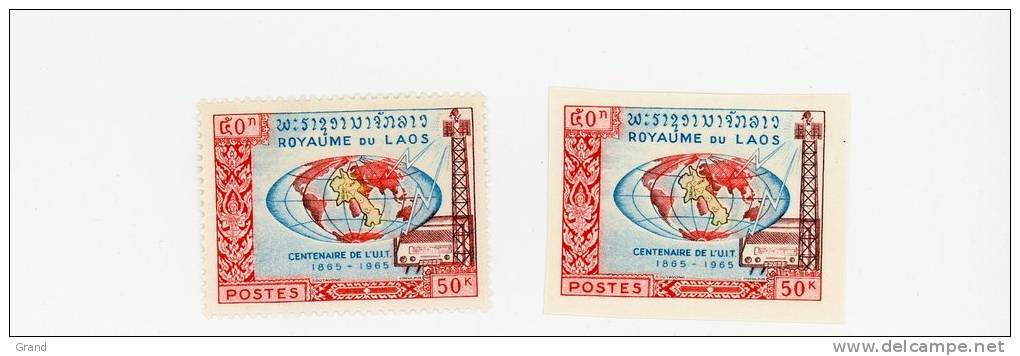 Laos-UIT-1965-1 Valeur Dentelée Et NON Dentelée***MNH - Telecom