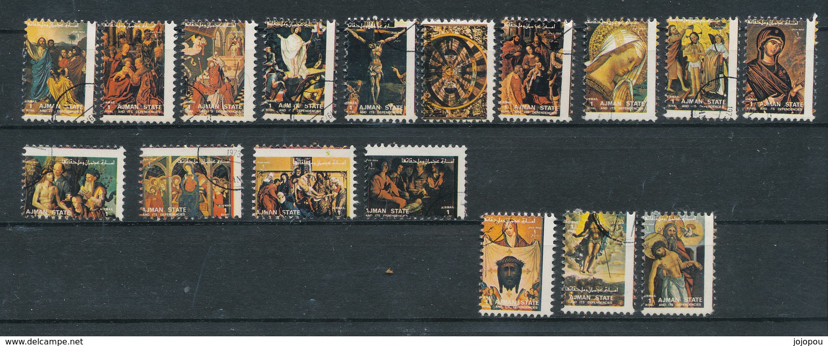 N° Yv -  Thème " Tableaux Religieux"  Lot De 17  Petits Timbres Diffférents - Ajman